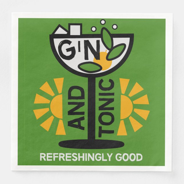 Servilleta De Papel De Cena Arte Antiguo de Gin Tonic (Anverso)