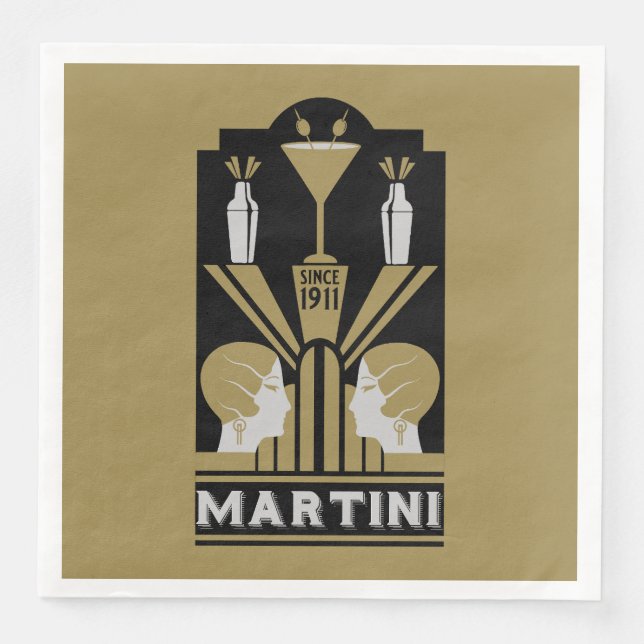 Servilleta De Papel De Cena Arte Art Decó de Martini (Anverso)