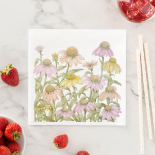 Servilleta De Papel De Cena Arte botánico acuarela de equináceas