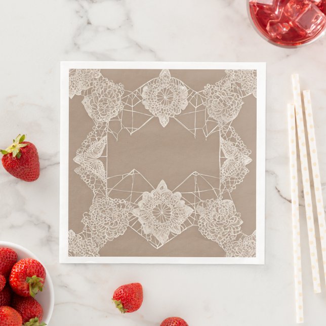 Servilleta De Papel De Cena Arte de IA con patrones beige y blanco (In situ)