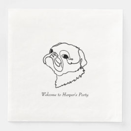Servilleta De Papel De Cena Arte de línea personalizable de Pug