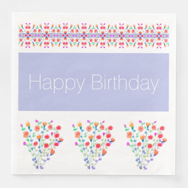 Servilleta De Papel De Cena Arte de patrones florales (Anverso)