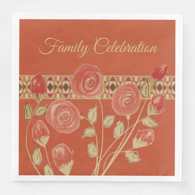 Servilleta De Papel De Cena Arte Rosa digital (Anverso)