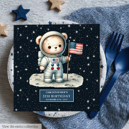 Servilleta De Papel De Cena Astronauta de Teddy Bear Fiesta Napkins Boy Cumple