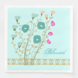 Servilleta De Papel De Cena Azul claro con pañuelo de papel de arte floral