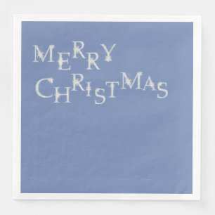 Servilleta De Papel De Cena Azul con Felices Navidad del copo de nieve