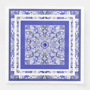 Servilleta De Papel De Cena Azul de encaje cerámico de Grecia