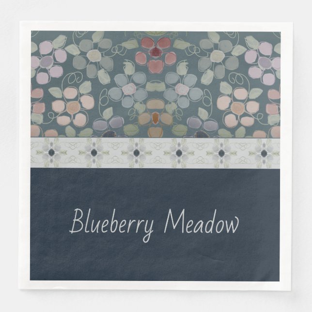 Servilleta De Papel De Cena Azul Oscuro Y Verde azulado (Anverso)