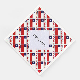 Servilleta De Papel De Cena Azulejos personalizados de Chile y la bandera chil