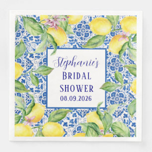 Servilleta De Papel De Cena Azulejos portugueses Limón Desayuno de novia medit