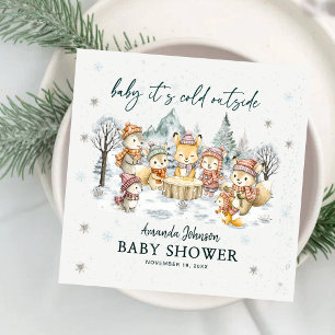 Servilleta De Papel De Cena Baby Fuera Hace Frío Afiche de Baby Shower de Bosq
