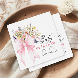 Servilleta De Papel De Cena Baby In Bloom Wildflower Pink Bow Baby Shower