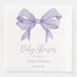 Servilleta De Papel De Cena Baby Shower Chica Purple Bow