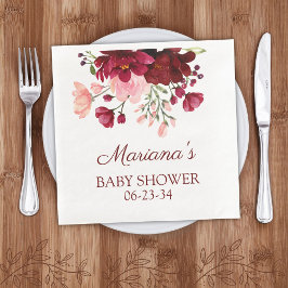 Servilleta De Papel De Cena Baby Shower Chica rosa floral moderno