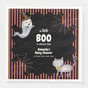 Servilleta De Papel De Cena Baby Shower moderno de gato fantasma para niños pe