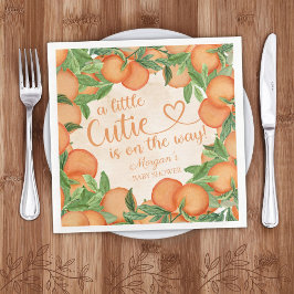 Servilleta De Papel De Cena Baby Shower neutral de género de Naranja cutáneo p