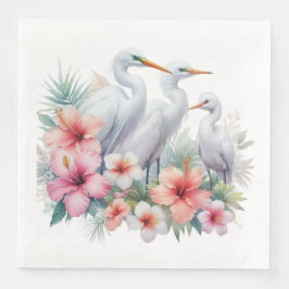 Servilleta De Papel De Cena Baby Shower Tropical Egret Coastal