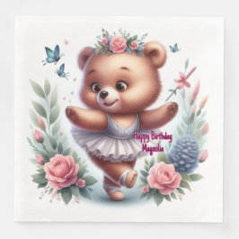 Servilleta De Papel De Cena Ballet Bear Birthday Napkins
