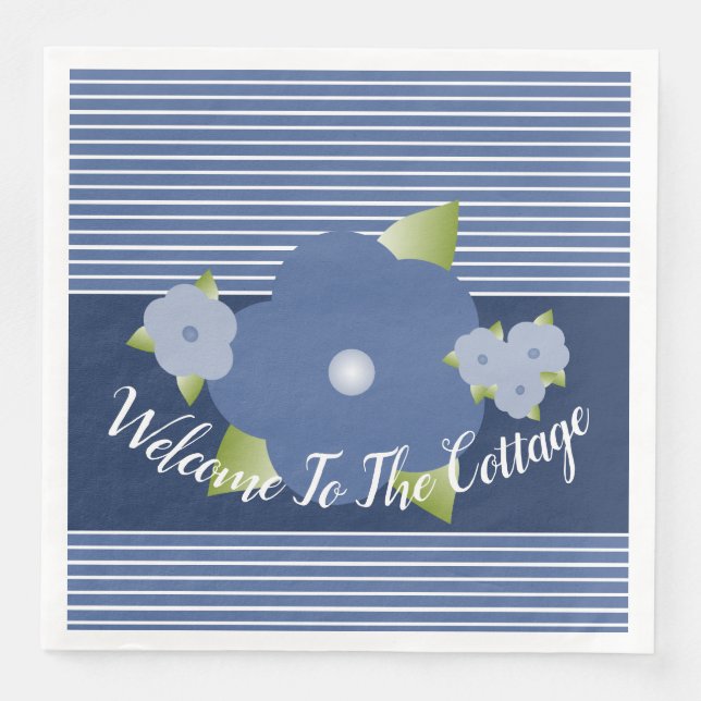 Servilleta De Papel De Cena Banda Azul Y Blanca (Anverso)