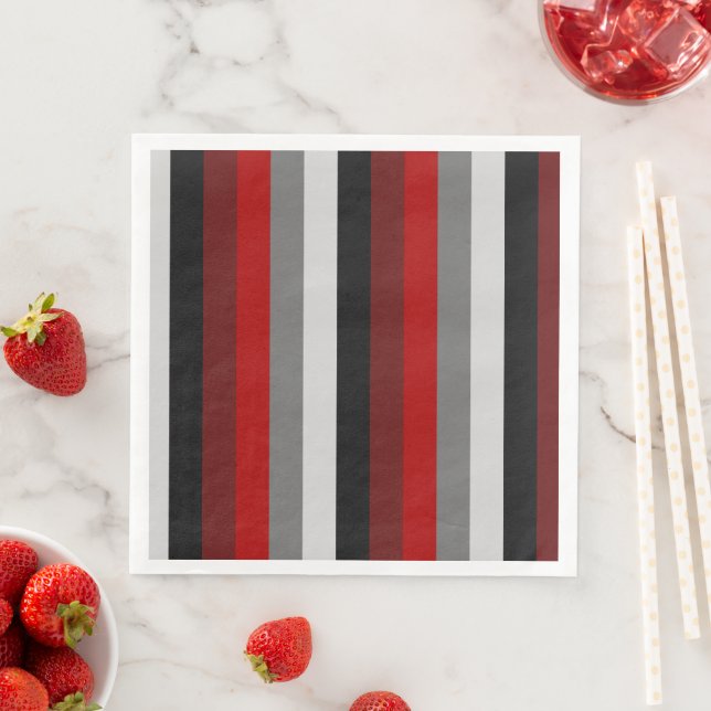 Servilleta De Papel De Cena Bandas rojas y negras (In situ)