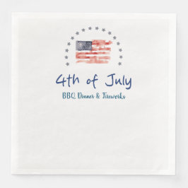 Servilleta De Papel De Cena Bandera Americana Acuarela con Estrellas