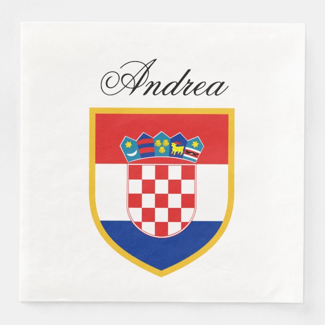 Servilleta De Papel De Cena Bandera de Croacia personalizada (Anverso)