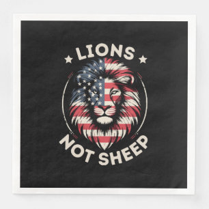 SERVILLETA DE PAPEL DE CENA BANDERA DE EE. UU., LEONES NO OVEJAS