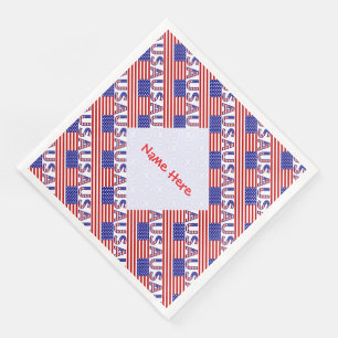 Servilleta De Papel De Cena Bandera EEUU Personalizada en Mosaico