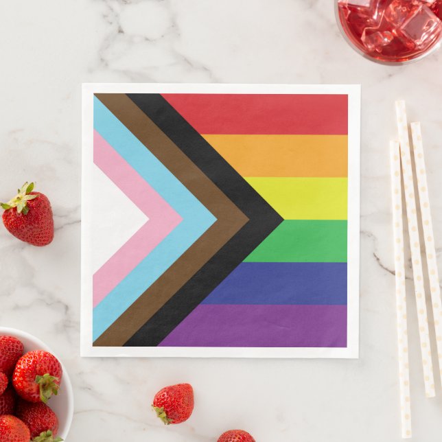 Servilleta De Papel De Cena Bandera progresista LGBTQIA (In situ)