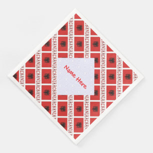 Servilleta De Papel De Cena Banderas albanesas personalizadas en mosaico rojo 