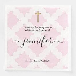 Servilleta De Papel De Cena Bebé baptismo oro blanco rosado