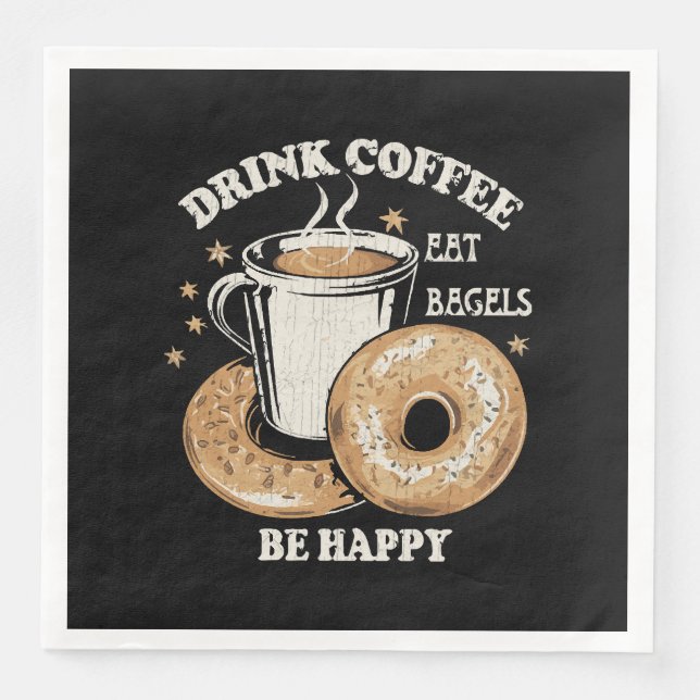 Servilleta De Papel De Cena Bebe café Come Bagels Be Happy (Anverso)