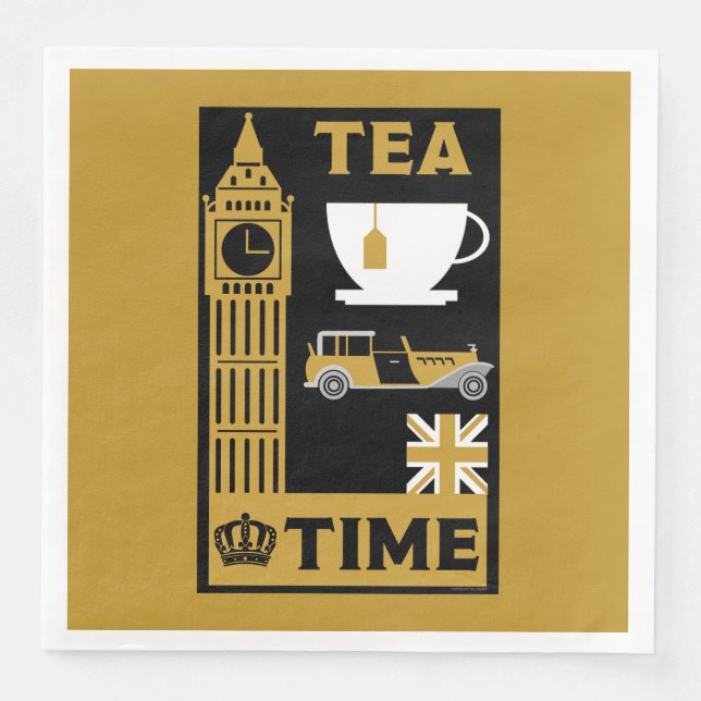 Servilleta De Papel De Cena Bebedores de Té Británico Clásico      (Anverso)