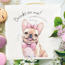Servilleta De Papel De Cena Bebidas a mi cuenta Bulldog Francés Acuarela Perro