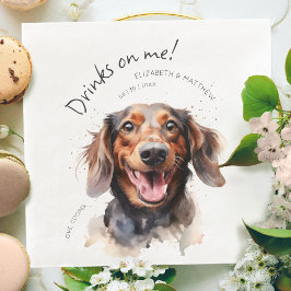 Servilleta De Papel De Cena Bebidas a mi cuenta Dachshund Acuarela Divertido P