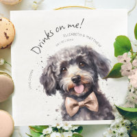 Bebidas en mí Acuarela de Caniche Perro Divertido 