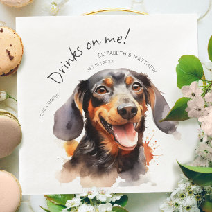 Servilleta De Papel De Cena Bebidas En Mí Dachshund Watercolor Divertido Perro