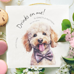 Servilleta De Papel De Cena Bebidas en mí Poodle Acuarela Divertido Perro Masc