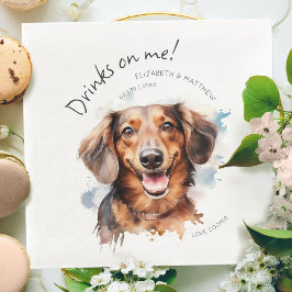 Servilleta De Papel De Cena Bebidas en mi Salchicha Acuarela Divertido Perro M