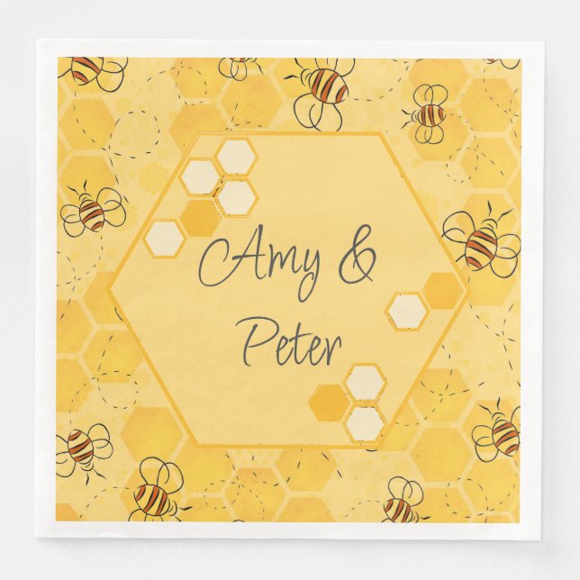 Servilleta De Papel De Cena Bee Buzzing Honey Bees Cute (Anverso)