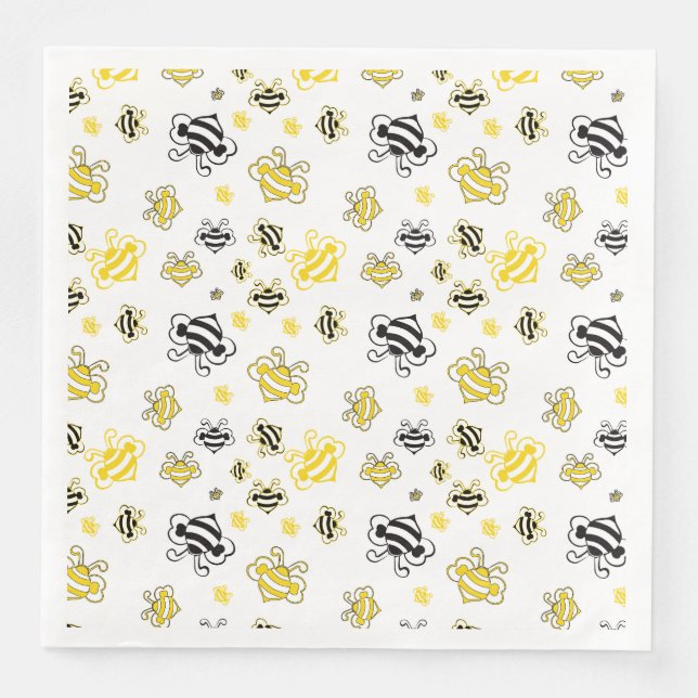Servilleta De Papel De Cena Bee Sketch Paper Napkins - Elegante Fiesta de abej (Anverso)