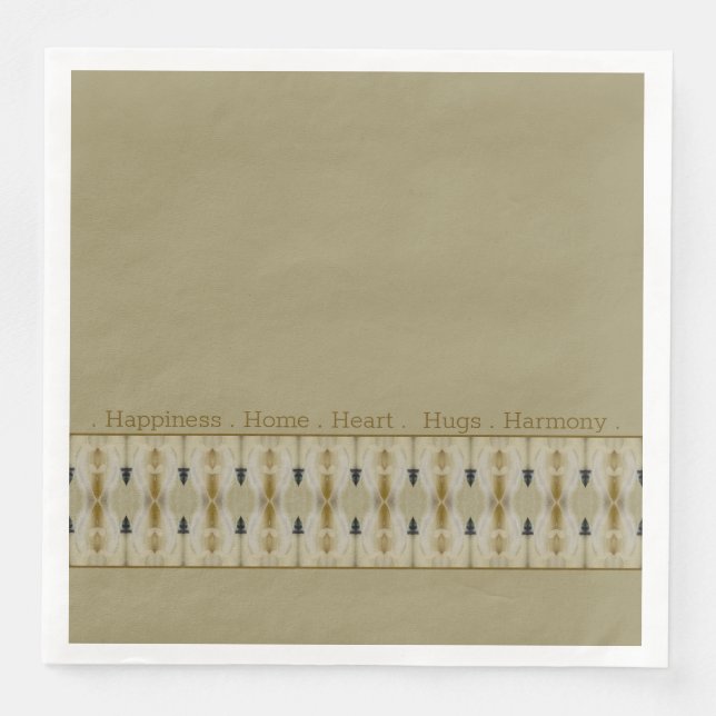 Servilleta De Papel De Cena Beige Con Acento De Patrón (Anverso)