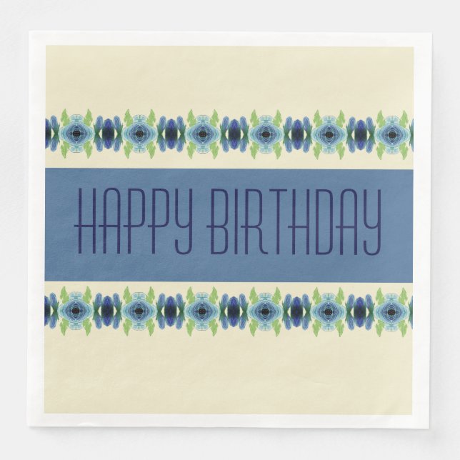 Servilleta De Papel De Cena Beige Y Azul (Anverso)