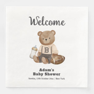 Servilleta De Papel De Cena Bienvenida al baby shower de fútbol Bearly Wait