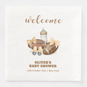 Servilleta De Papel De Cena Bienvenida al Baby Shower de Fútbol con Touchdown