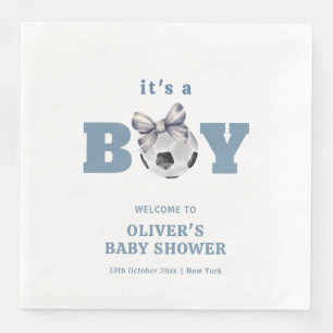 Servilleta De Papel De Cena Bienvenida al baby shower del niño de fútbol con l