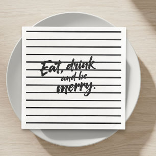 Servilleta De Papel De Cena Black and White Striped Napkins - Elegant, Modern