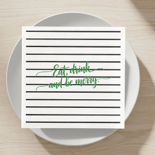 Servilleta De Papel De Cena Black and White Striped Napkins - Elegant, Modern