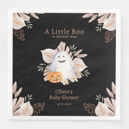 Servilleta De Papel De Cena Black Elegant Little Boo Boho Ghost Baby Shower