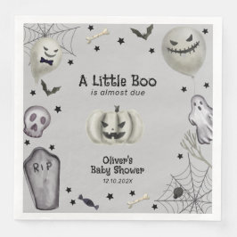 Servilleta De Papel De Cena Black gris pequeño Boo fantasma Halloween Baby Sho